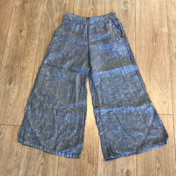 Nicole Miller Linen Wide Leg Capris - Picture 1 of 5